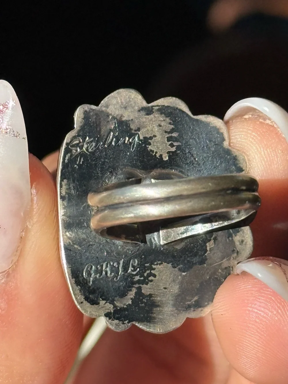 Silver Concho Ring with Pale Pink Stone - Women Jewelry